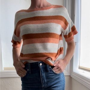 Madewell Orange Stripe Cropped Sweater, Size XS
